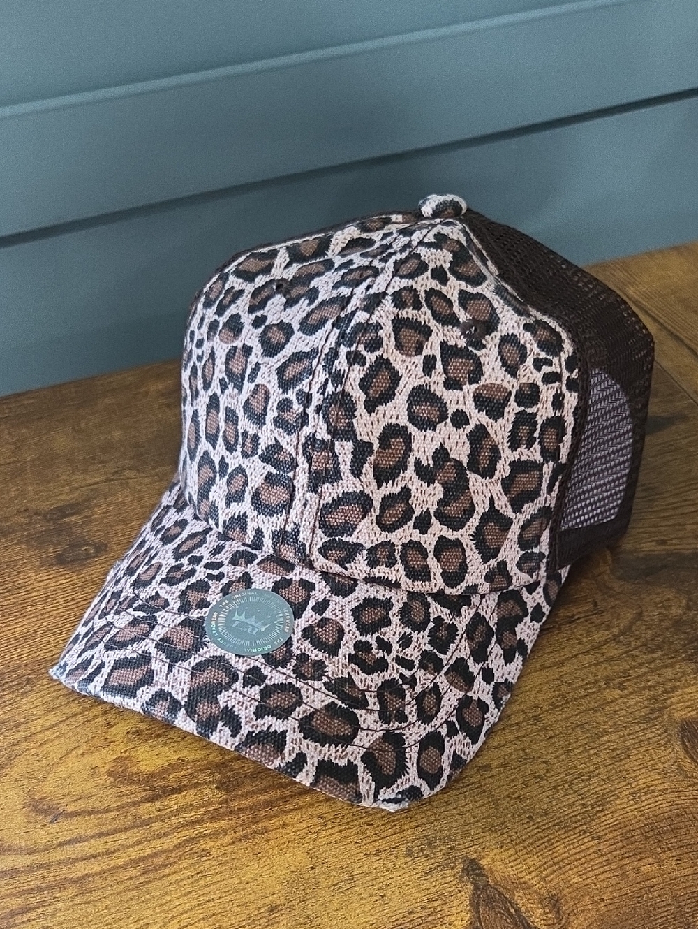 Leopard Print Trucker Hat - Tan and Brown